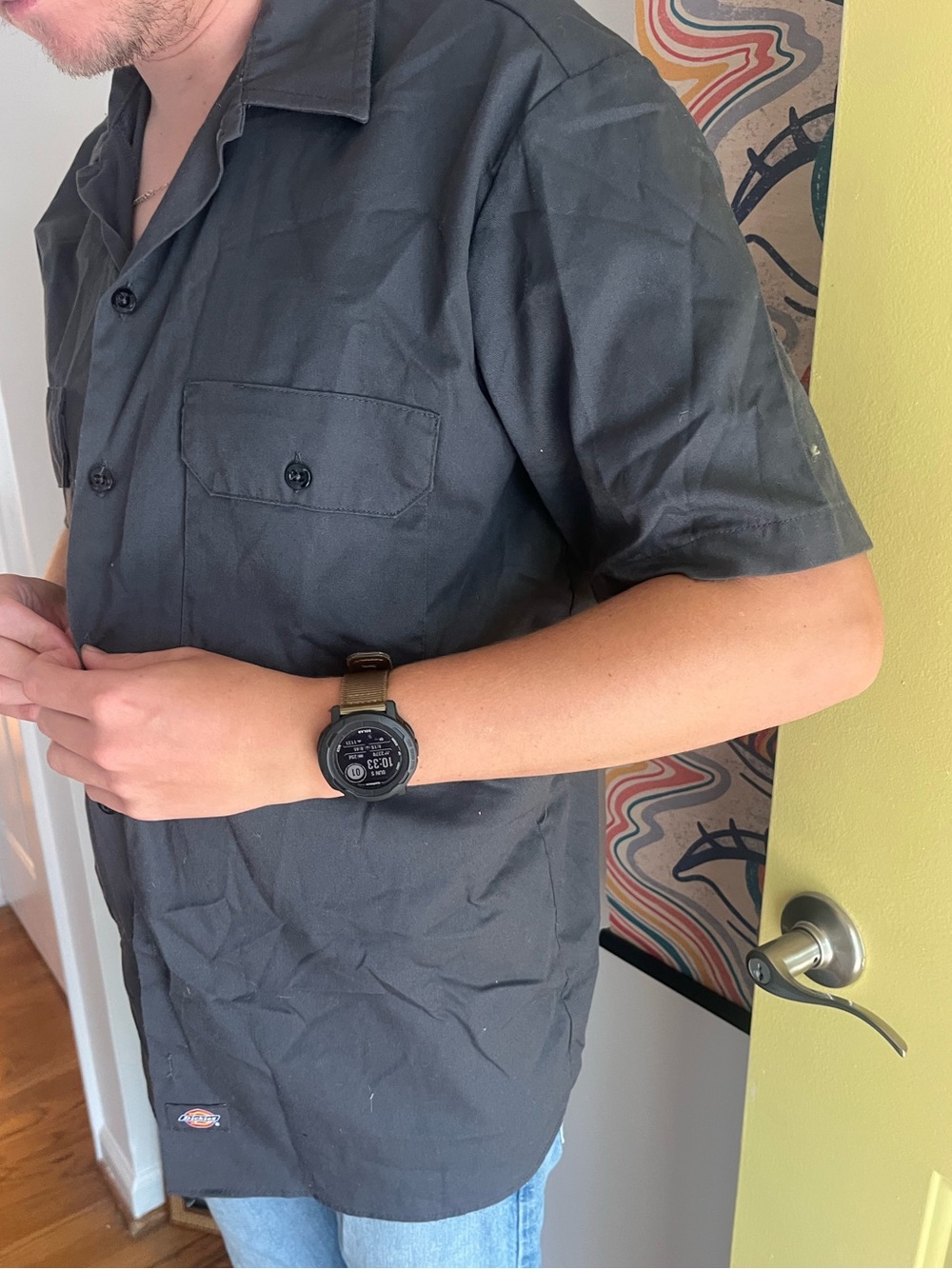 Dickies Black Short-Sleeve Casual Button Down Shirt